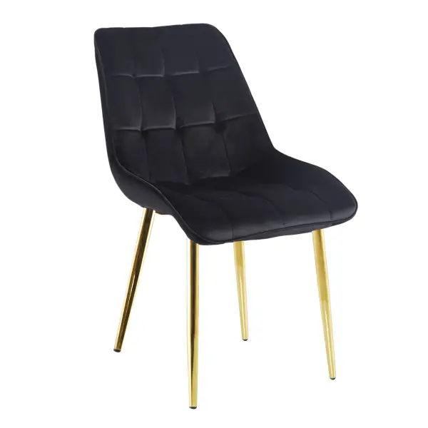 Krzesło tapicerowane czarny nogi złoty J262-1